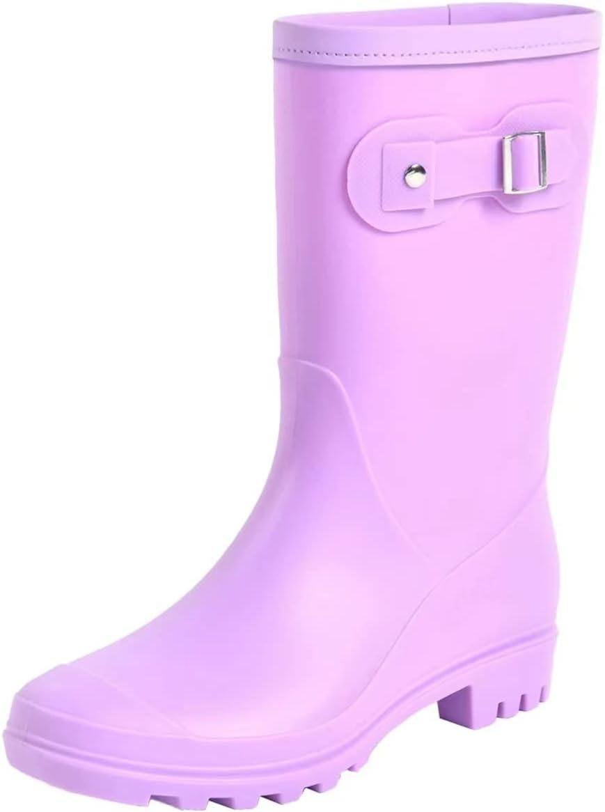 Women's Mid Calf Rain Boots Waterproof Fashion Garden Shoes Anti-slipping Rainboots For Women Comfortable Insole