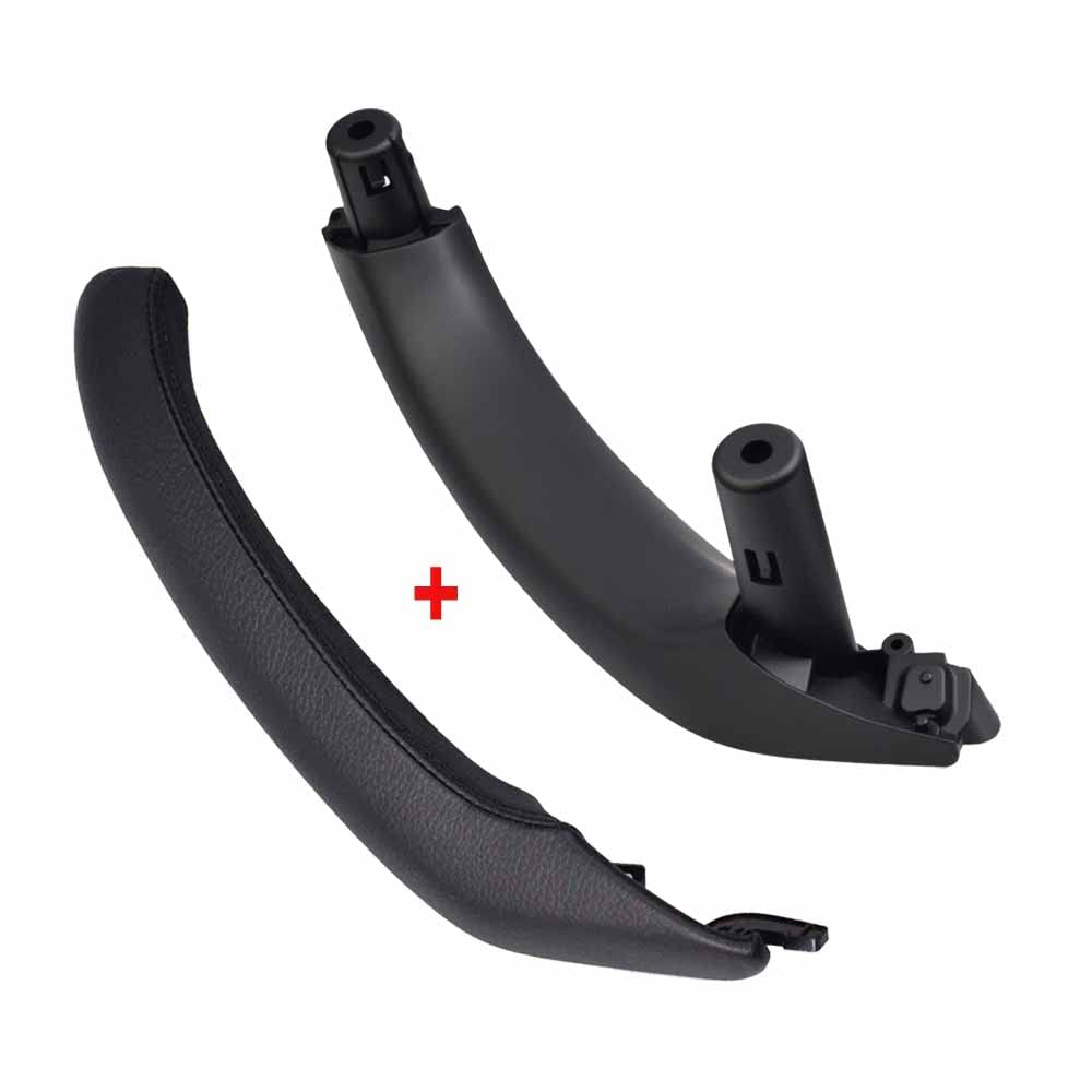 Black Inner Door Handle Leather Left Door Pull Handle Trim Kits Replacement