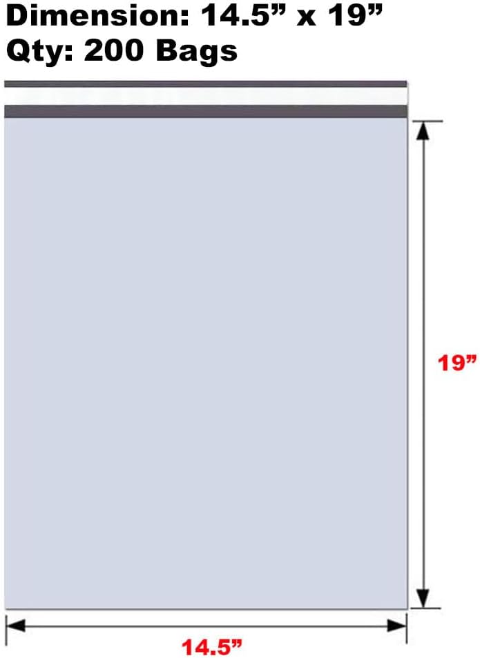Poly Mailers 14.5 x 19 Inch #6, White, 200-Pack