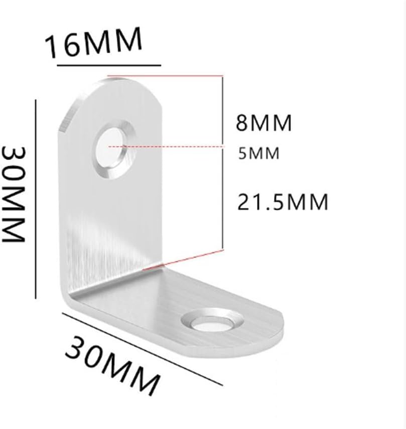 Stainless Steel Corner Brace, 20Pcs 90 Degree Right L-Shaped Metal Corner Connector Joint Plate, Cabinet, DIY