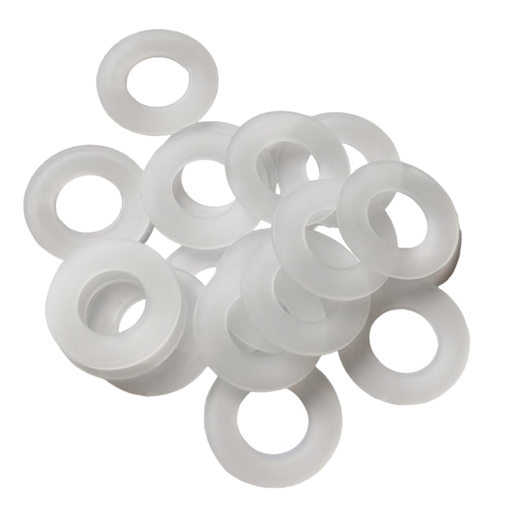 M8 x 16mm x 1mm White Nylon Flat Washer, Plastic Spacer Fastener, 250PCS