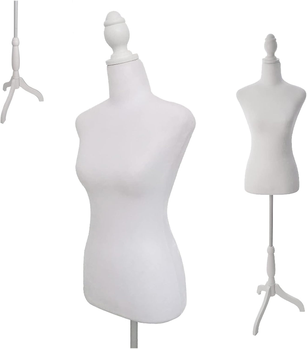 Female Dress Form Mannequin Torso with Wooden Tripod Stand 55-67 Inch Height Adjustable Mannequin Body for Sewing