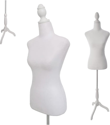 Female Dress Form Mannequin Torso with Wooden Tripod Stand 55-67 Inch Height Adjustable Mannequin Body for Sewing