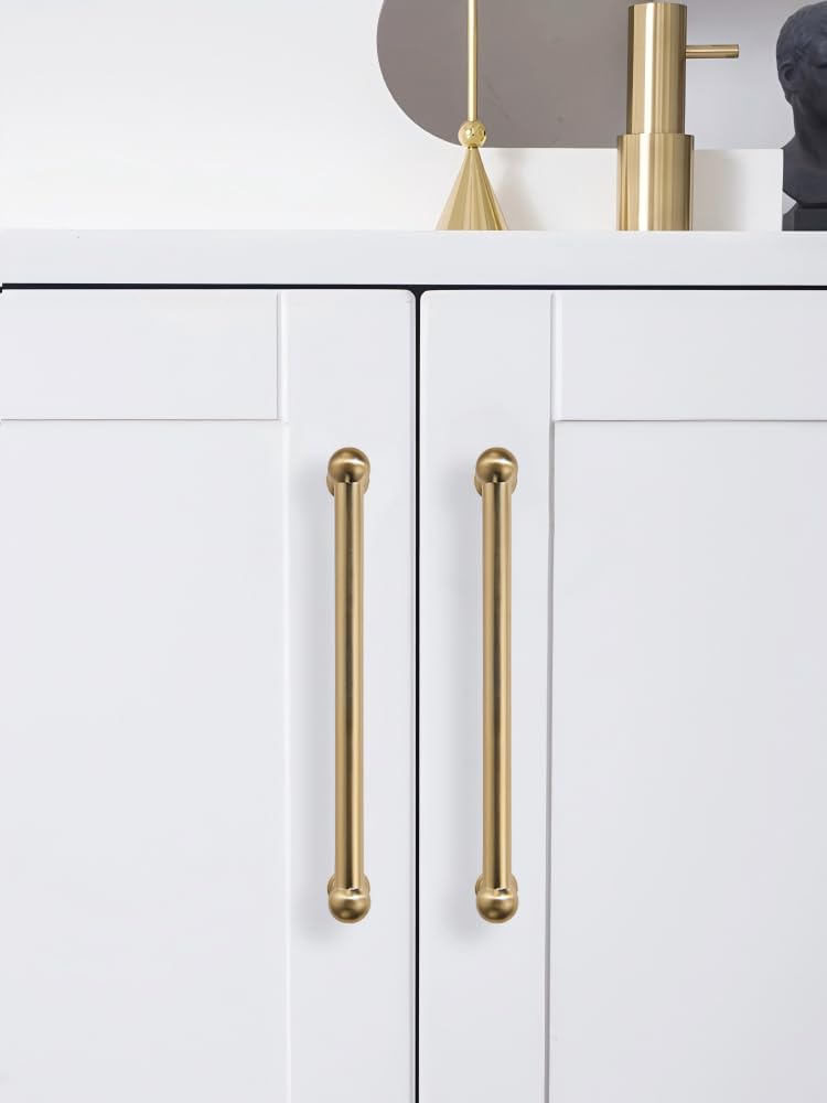 5 Pack 12 Inch Hole Center Champagne Bronze Cabinet pulls 100% Solid Heavy Duty Warm Brass Dresser Pulls Cabinet