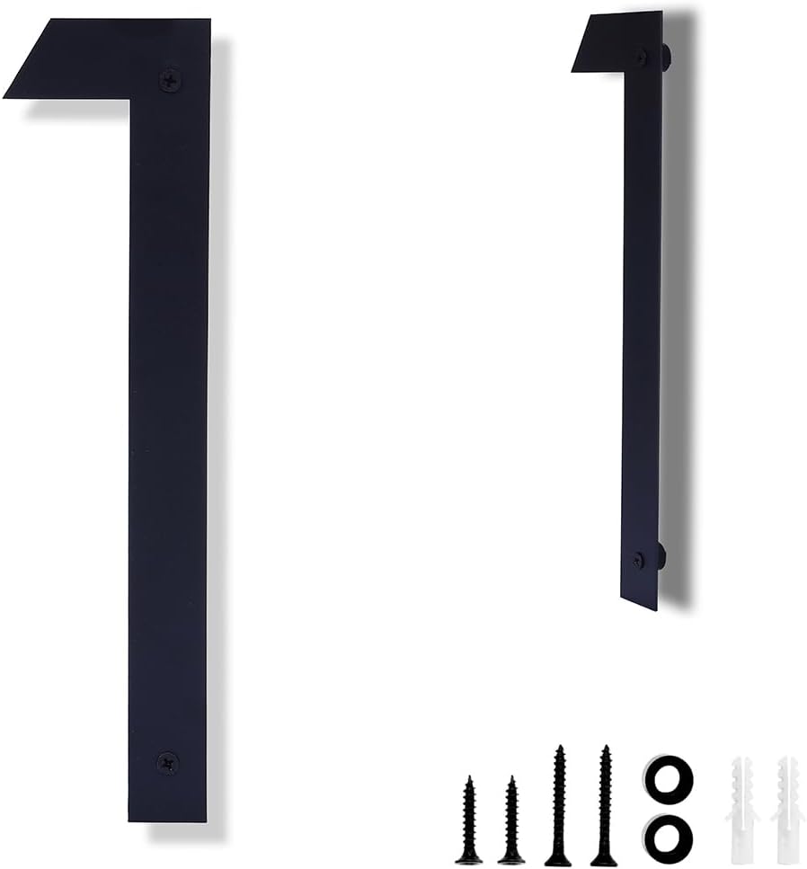 12 Inch Modern House Numbers for Outside,Black Floating House Numbers (1) | Waterproof Large Address Numbers With