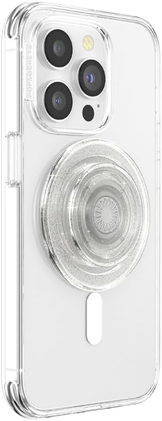 Phone Grip for MagSafe, Magnetic Holder, Phone Stand, Clear - Clear Glitter
