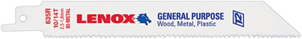 LENOX Tools General Purpose Reciprocating Saw Blade with Power Blast Technology, Bi-Metal, 6-inch, 10/14 TPI, 5/PK