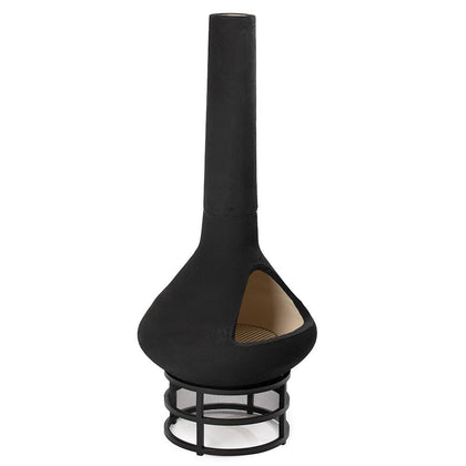 Ash & Ember Ceramic Chiminea Fire Pit with Stand, Smoke-Reducing Chimney, Semi-Enclosed Outdoor Fireplace for