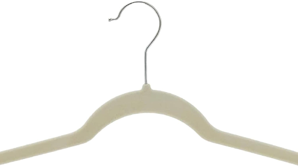 Slim Velvet Non-Slip Space Saving Suit Clothes Hangers, Closet Organizer, Ivory/Beige, 30-Pack