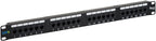 ICC CAT6 RJ45 Patch Panel, 24-Port 1U 19-Inch Rackmount, Black, 1-Pack