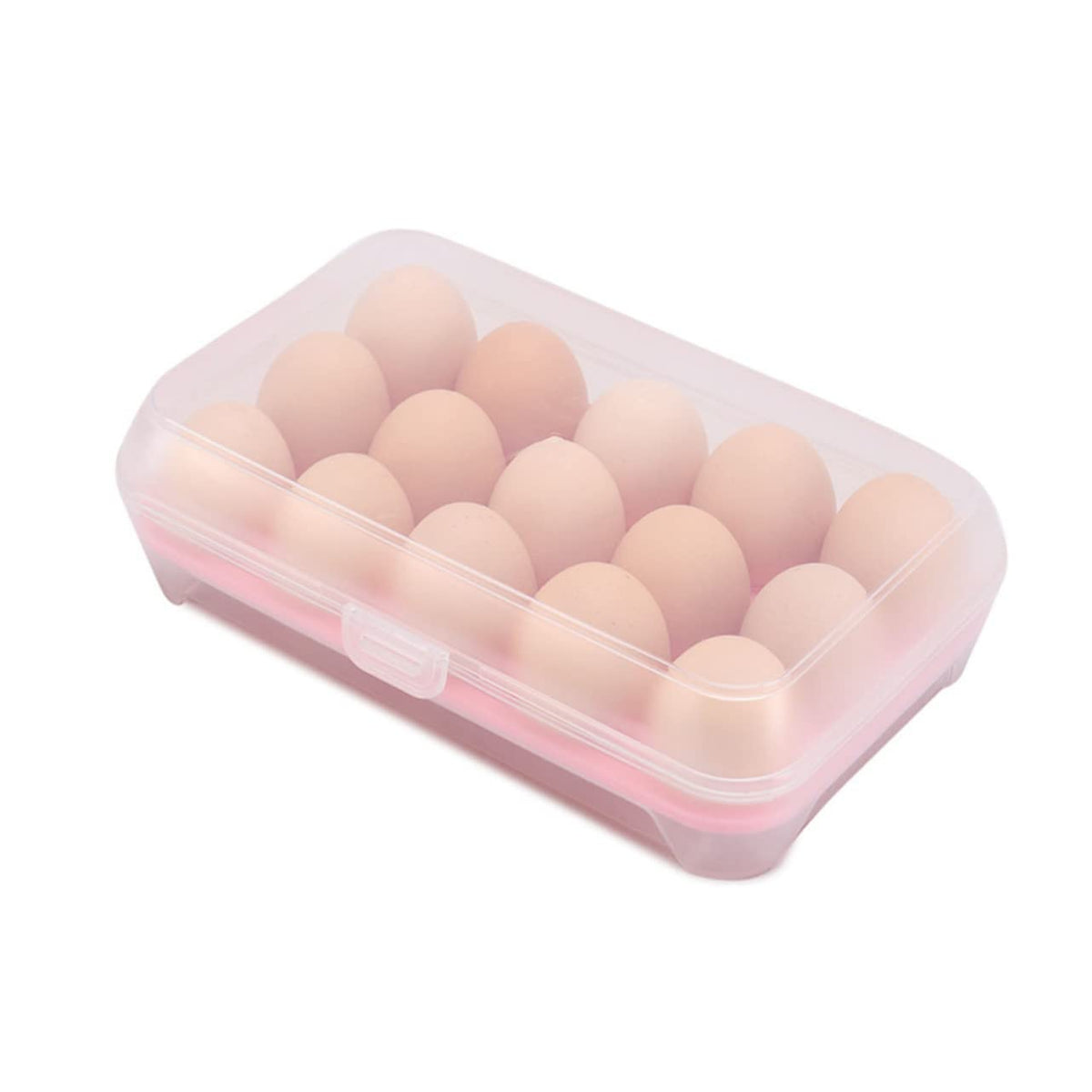 Housoutil 15grid Transparent Holder Storage Container for Refrigerator Tray Keeper for Freshness and Breakage