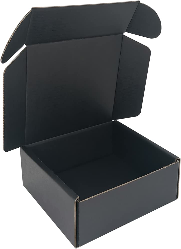 50 Pack 5x5x2'' Small Shipping Boxes, Corrugated Cardboard Mailers for Business, Black (CM552B)