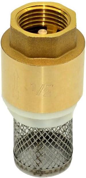 VARMHUS Brass Foot Valve with Filter, Check Valve for Water Pump, NPT Thread, Prevents Backflow (1/2inch)