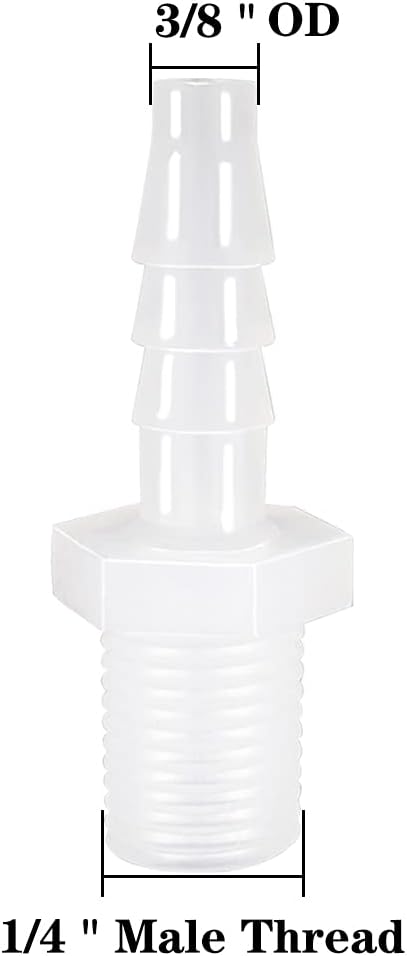 Plastic Hose Barb Fitting 3/8" Barb X 1/4 NPT Male Thread 5 Pack
