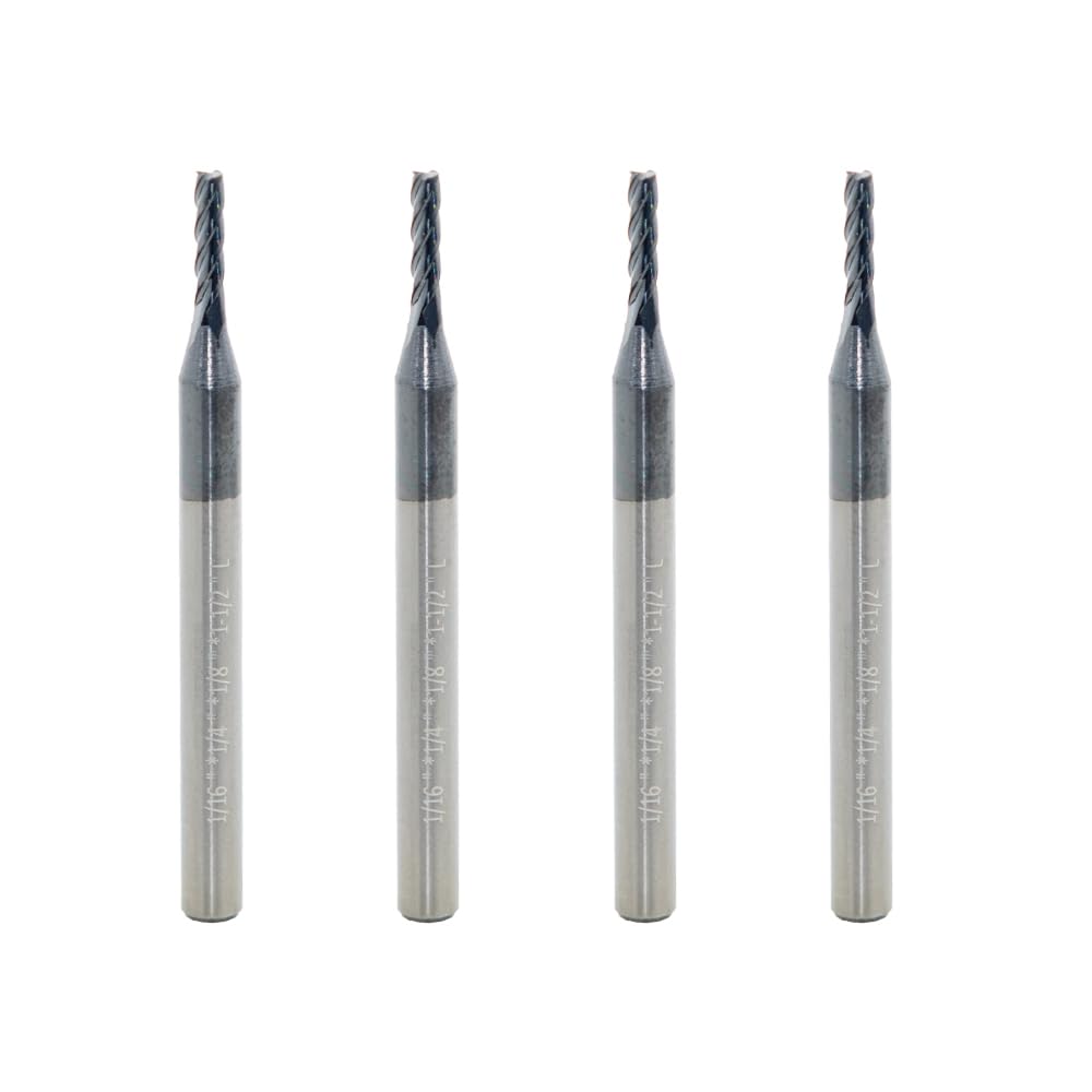 JIANXING 5/64" Carbide Square End Mill, 4 Flute, AlTiN Coating, 4 Pcs