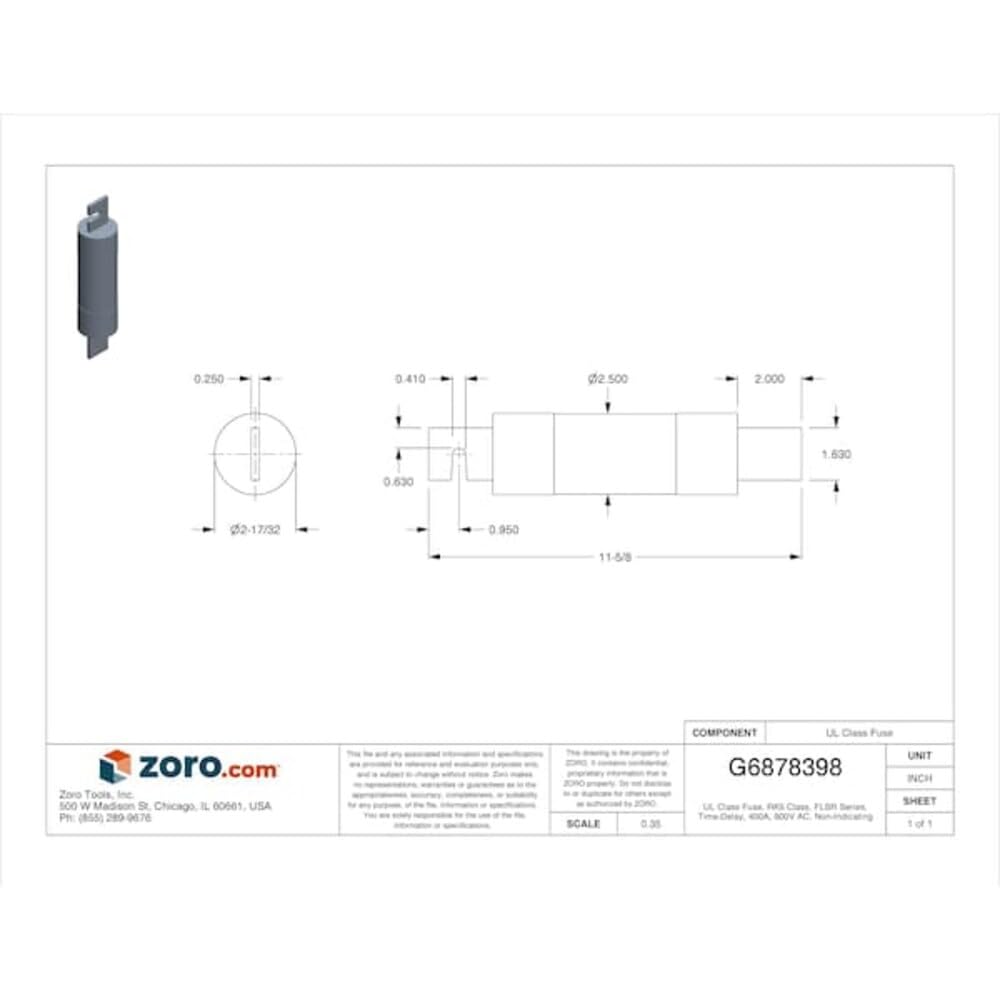 Littelfuse UL Class Fuse, RK5 Class, Time-Delay, 400A, 600V AC, Non-Indicating FLSR400-1 Each