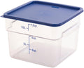 Square Food Storage Container with Blue Lid, 12 Quart, Polycarbonate, Reusable, Clear, NSF