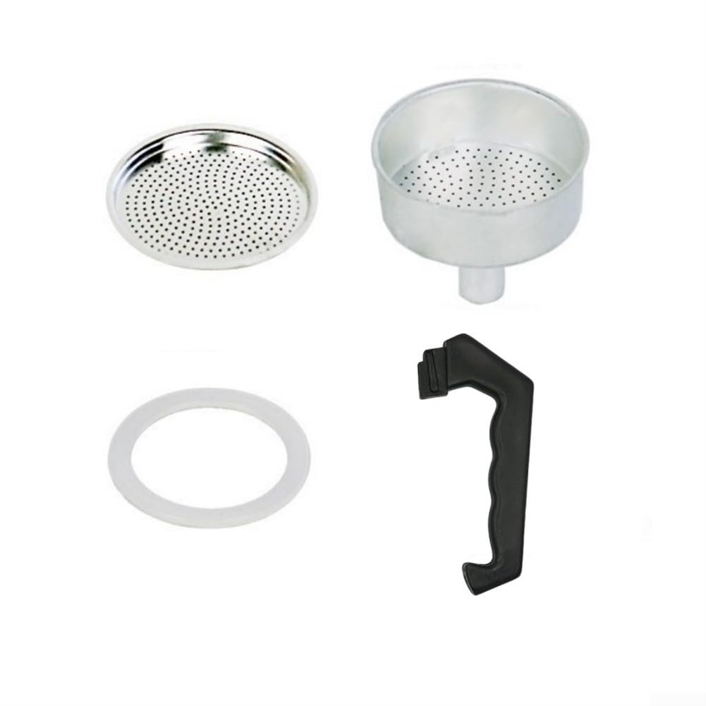 Espresso Coffee Moka Pot Replacement Parts Set Include Handle Funnel Filter Gasket Seal (12 Cup)