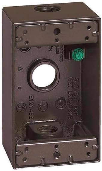 Sigma Engineered Solutions 14250BR Weatherproof 1/2" 3 Hole 1-Gang Box, BR