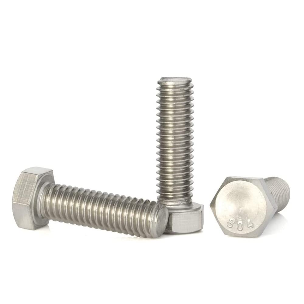 Mellewell 1/2-13 x 3 Hex Head Screw Bolt, Fully Threaded, Stainless Steel 18-8 (304), Plain Finish, Quantity 4