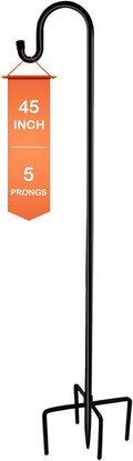 Bird Feeder Pole, 45 INCH Heavy Duty Shepherds Hooks for Outdoor with 5 Prong Base, Adjustable Stand Hanger for