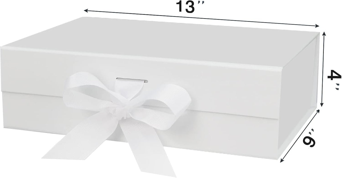 13"x9"x4" Large White Magnetic Gift Box with Lid for Presents