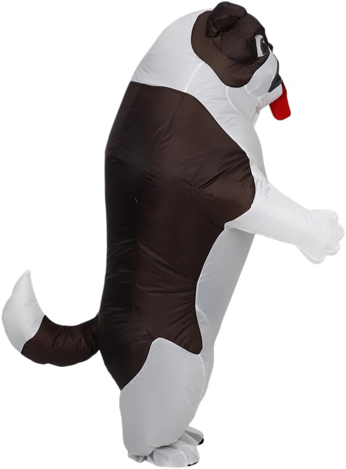 Funny Inflatable Costume for Adult Blow up Bullydog Costume Halloween Party Puppy Dog Cosplay Costume Onesie