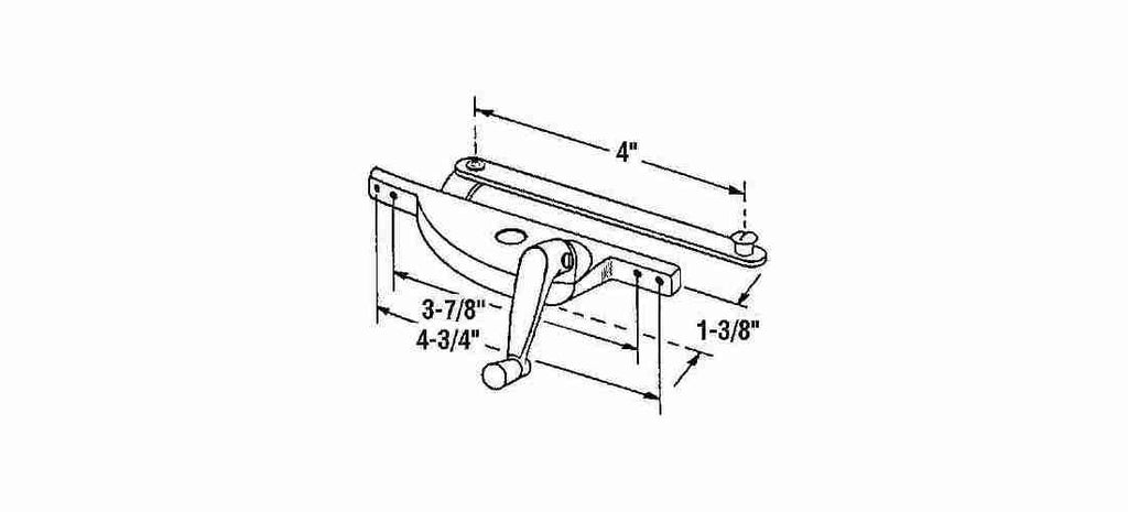 Right Hand Jalousie Window Operator; 4" Link