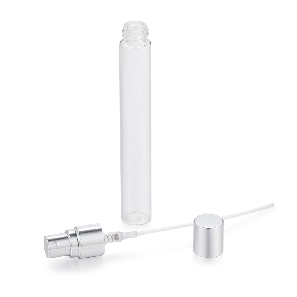 20Pcs 10ml Empty Clear Glass Mist Spray Bottle Refillable Mini Perfume Atomizer Travel Sample Bottle with Silver
