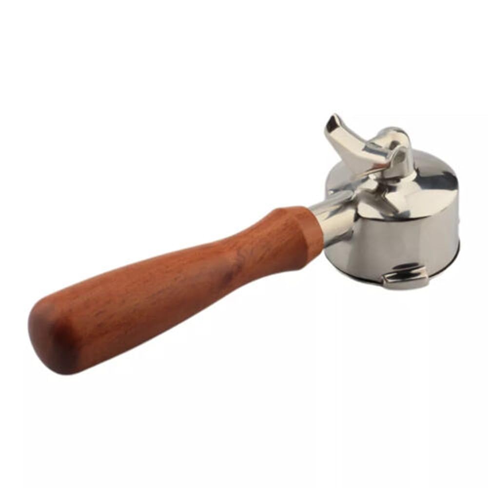 KoiLykke 51mm Double Spout Solid Wood Handle Portafilter with Basket, 3 Ear Design Stainless Steel 304 Compatible with Espresso and Cappuccino for Machines