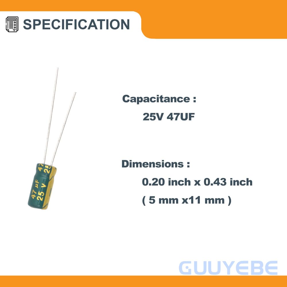 Aluminum Electrolytic Capacitors,47uF 25V, 50 of Pack