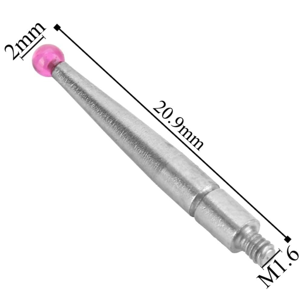 Dial Test Indicator Tips - Tungsten Steel Ruby Probe 0.08" Tip M1.6 Thread, Precision Measuring Gauge Tool for Lever Indicators 312b-2(Ruby Hands)