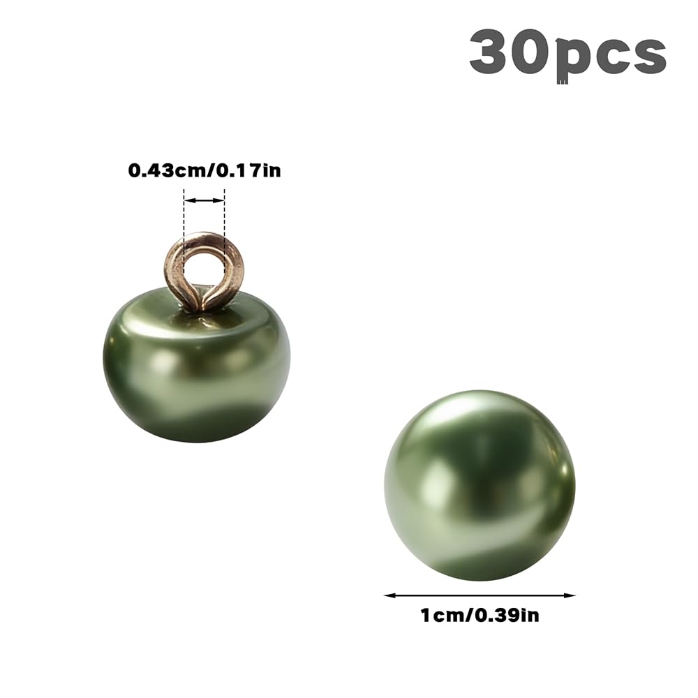 30 Pcs Green Pearl Buttons with Shank for Clothes