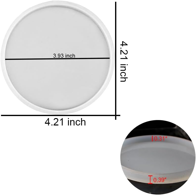 4 Pack 4 inches Thick Round Coaster Molds, Coaster Silicone Molds for Resin Casting, Geode Agate Silicone Coaster