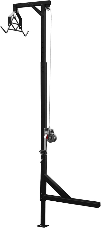 Portable Game Hoist, 600lbs Capacity Hitch Game Hoist, Winch Lift Gambrel Set 360 Degree Swivel Hitch Mounted