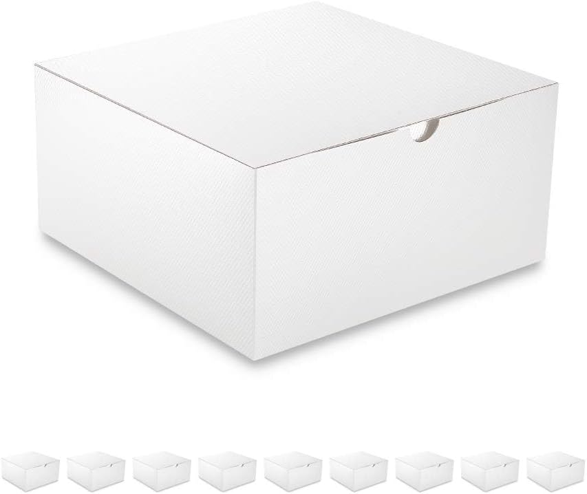 White Gift Boxes with Lids for Presents,8x8x4 Inches,10 Pack