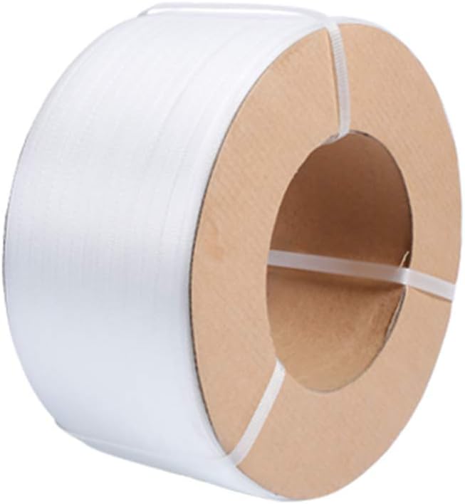 1/2" Strapping 9900 Ft Machine Grade 8x8 Core Polypropylene Heavy Duty Grade Strapping, 1 Roll, White