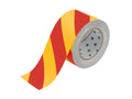 ToughStripe Floor Marking Tape Roll - Polyester, Diagonal Stripes, Red on Yellow, 3" x 100'