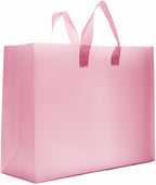 Pink Plastic Gift Bags, Frosted, 16x6x12, 50 Pack