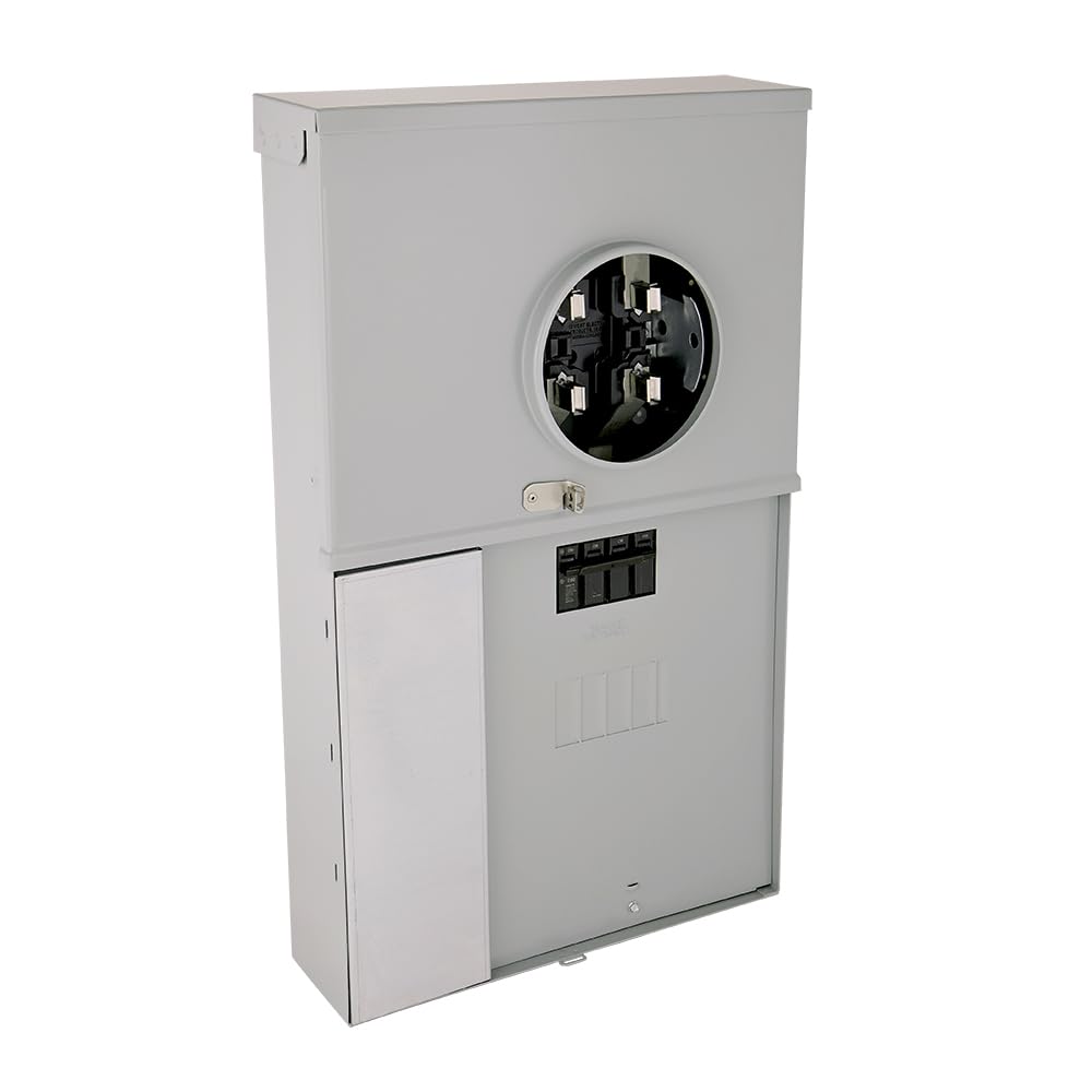 MIDWEST R281CB1ETG 200A Ringless Meter Socket Load Center • 4-Space, 8-Circuit Combo Panel with Main Breaker • Overhead/Underground Feed • Outdoor Enclosure • Surface Mount