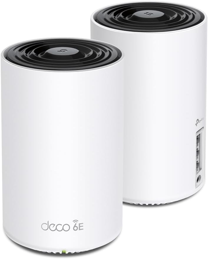 Deco XE75 Pro AXE5400 Tri-Band WiFi 6E Mesh System (2-Pack) | One 2.5 Gbps WAN/LAN Port, two 1 Gbps LAN Ports, Covers