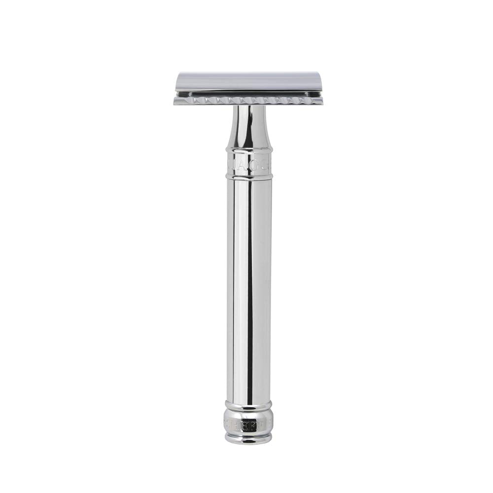 Double Edge Safety Razor, Long Handle, Chrome