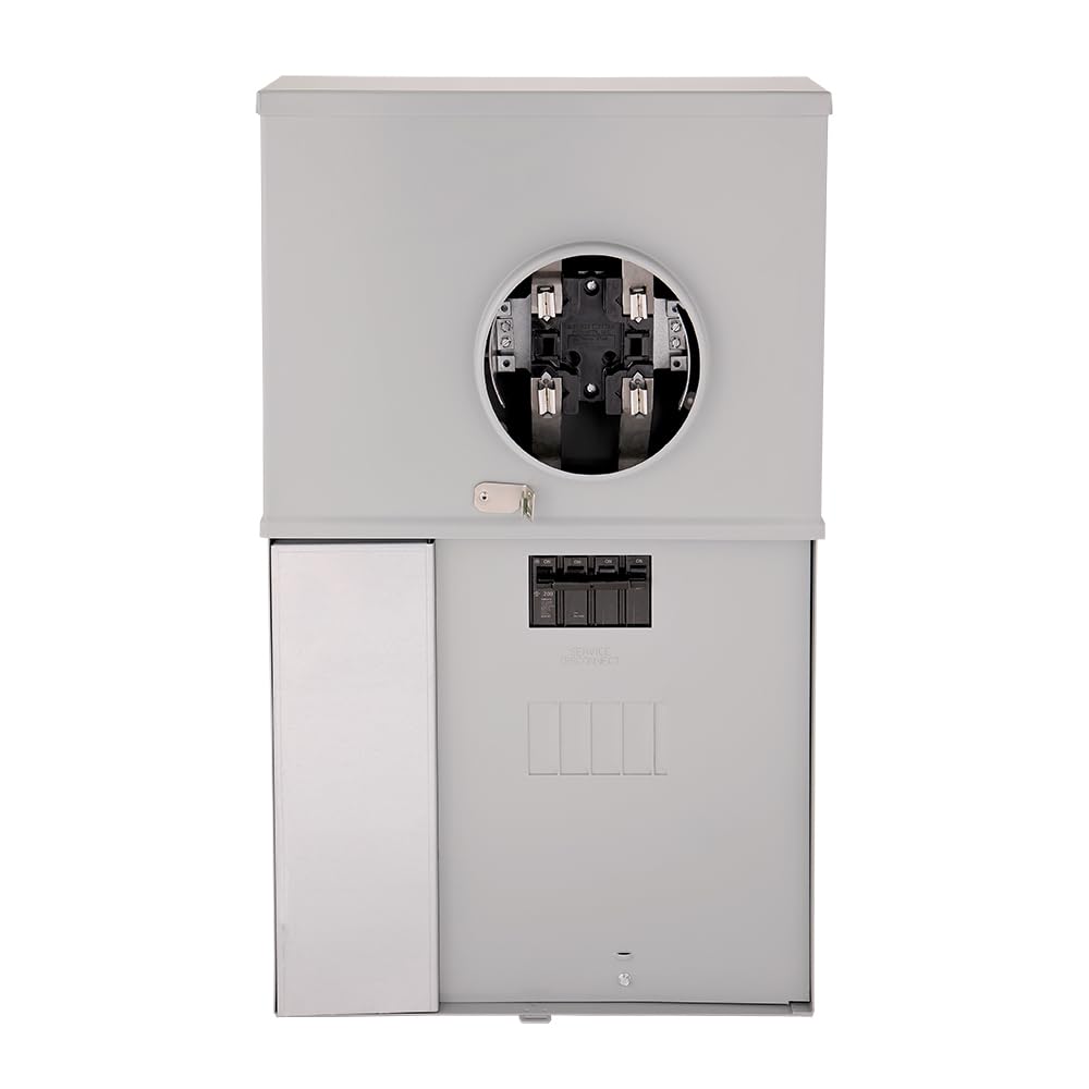 MIDWEST R281CB1ETG 200A Ringless Meter Socket Load Center • 4-Space, 8-Circuit Combo Panel with Main Breaker • Overhead/Underground Feed • Outdoor Enclosure • Surface Mount