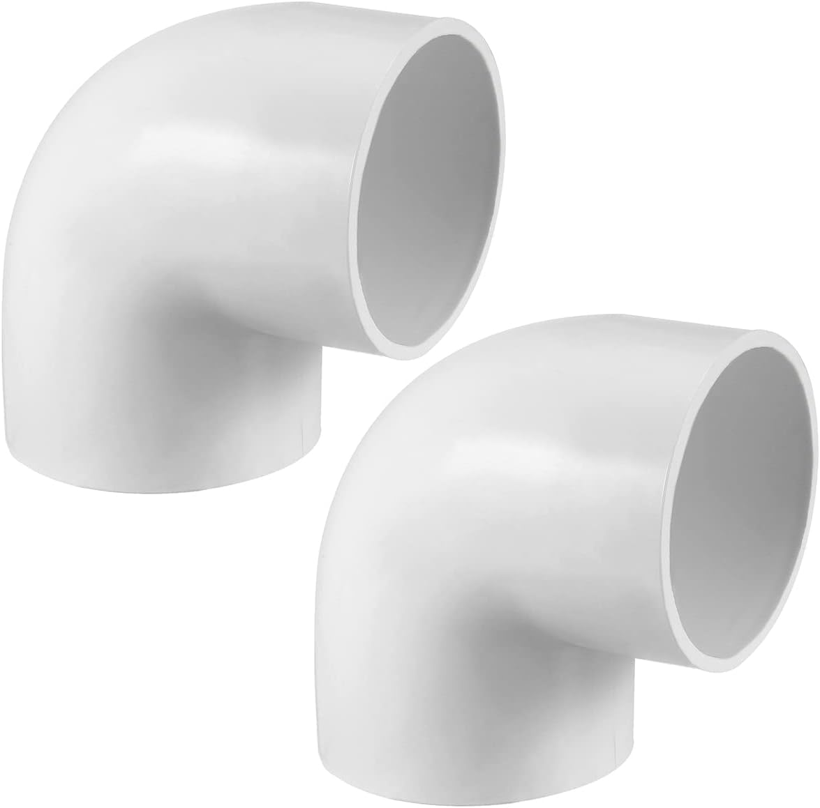 2PCS 2" 90 Degree Elbow PVC Pipe Fitting Adapter Coupling Connector Schedule 40 Slip (Socket x Socket) White Color