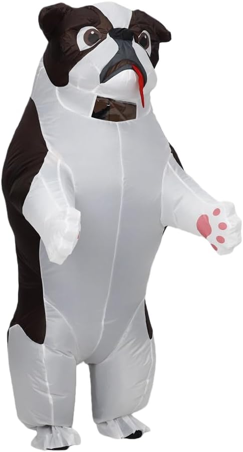 Funny Inflatable Costume for Adult Blow up Bullydog Costume Halloween Party Puppy Dog Cosplay Costume Onesie
