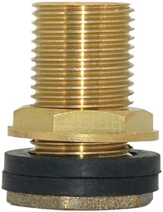 Solid Brass Bulkhead Fitting,2 Rubber Seal Washers, NPT Female to NPT Male Thread Water Tank Connector for Rain