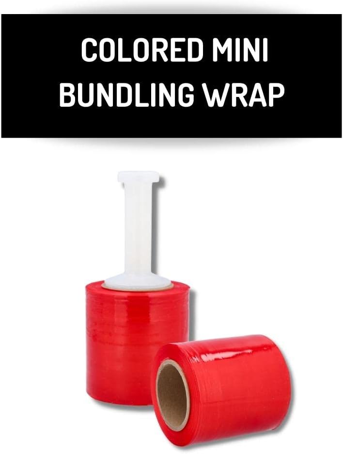 PSBM Dark Red Mini Stretch Wrap with Handle 5" x 1000' 80 GA 12 Rolls