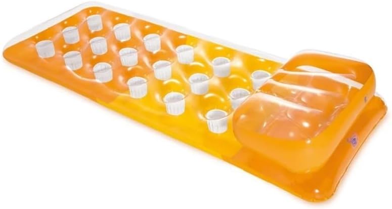 18-Pocket Suntanner Inflatable Pool Float Raft Lounger Swimming Mat, 74" X 28", 1 Pack, Colors May Vary