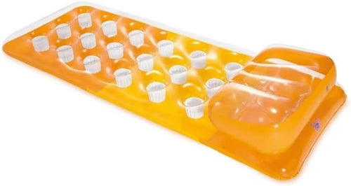 18-Pocket Suntanner Inflatable Pool Float Raft Lounger Swimming Mat, 74" X 28", 1 Pack, Colors May Vary