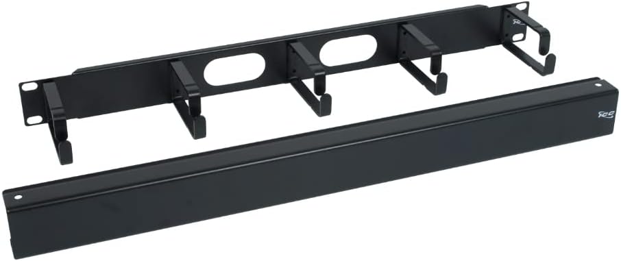 ICC 1U Ring Cable Manager with Cover, 3-Inch D-Rings, Black, 1-Pack
